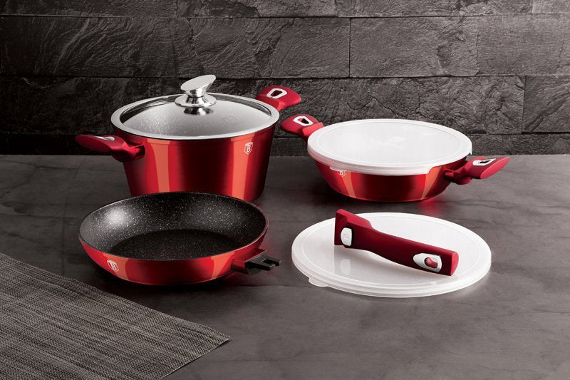 Berlinger haus BH-7050 Set di pentole e padelle color bordeaux metallizzato