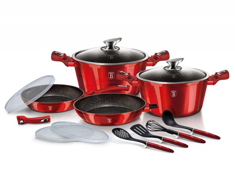 Berlinger haus BH-7057 Set di pentole e padelle color bordeaux metallizzato