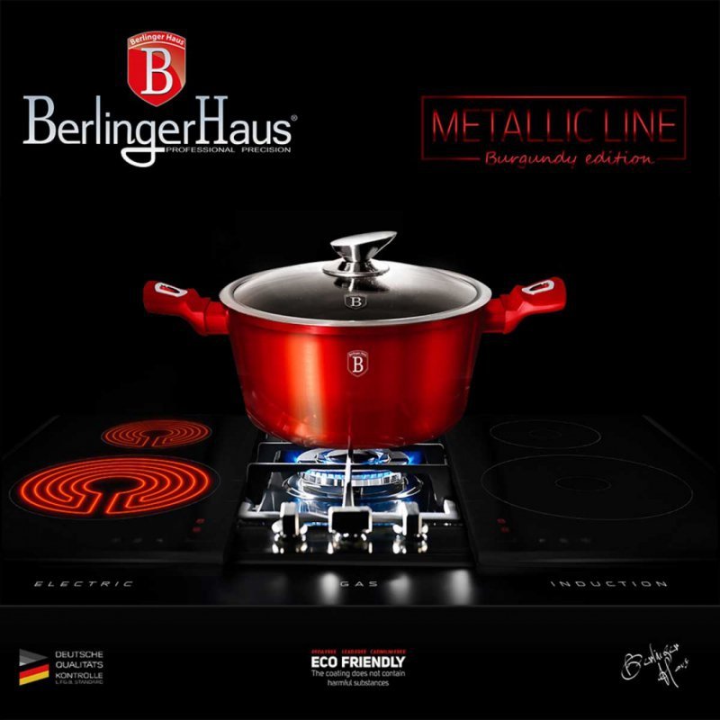 Berlinger haus BH-7057 Set di pentole e padelle color bordeaux metallizzato
