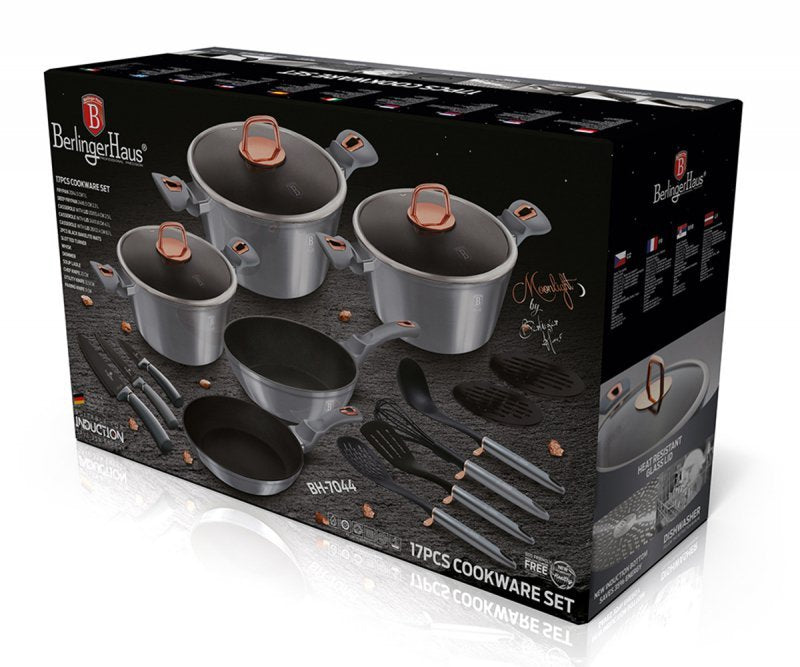 Berlinger haus BH-7044 Moonlight Set di pentole in granito da 17 pezzi