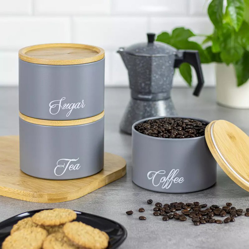 Klausberg KB-7543 Set di contenitori ermetici per caffè, tè, zucchero