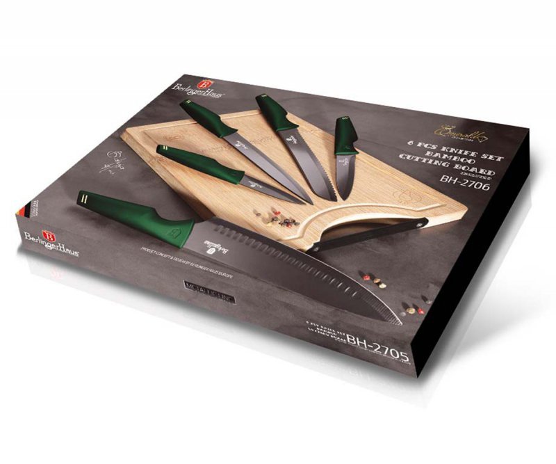 Berlinger haus BH-2706 Set di 5 coltelli da cucina con tagliere in bambù