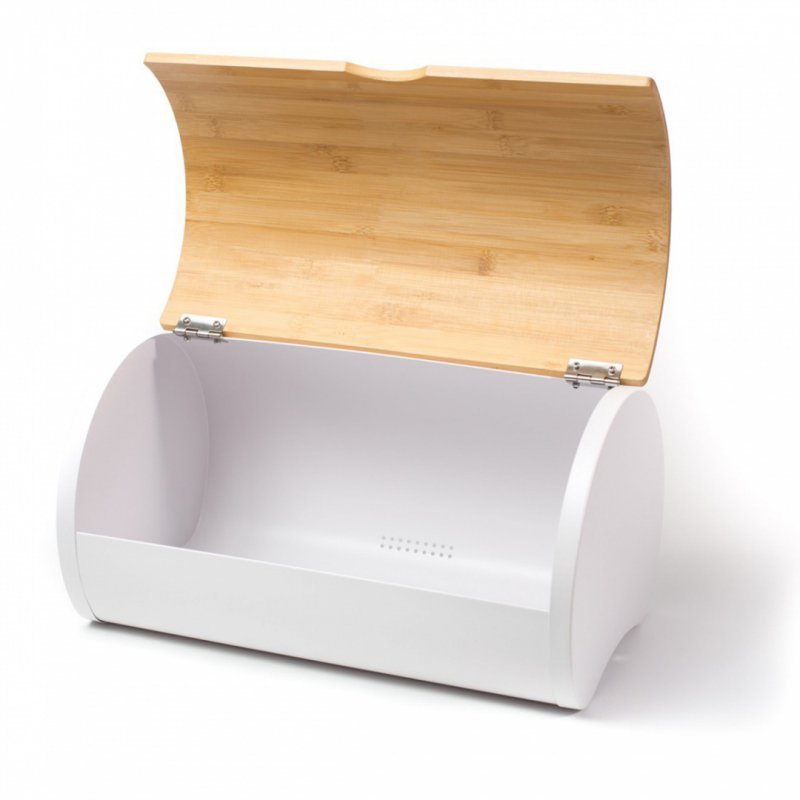 Husla 73944 Portapane in bambù moderno bianco per riporre il pane sul bancone