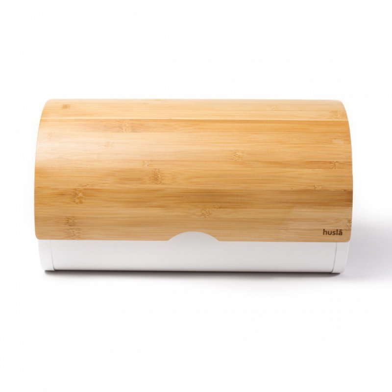 Husla 73944 Portapane in bambù moderno bianco per riporre il pane sul bancone