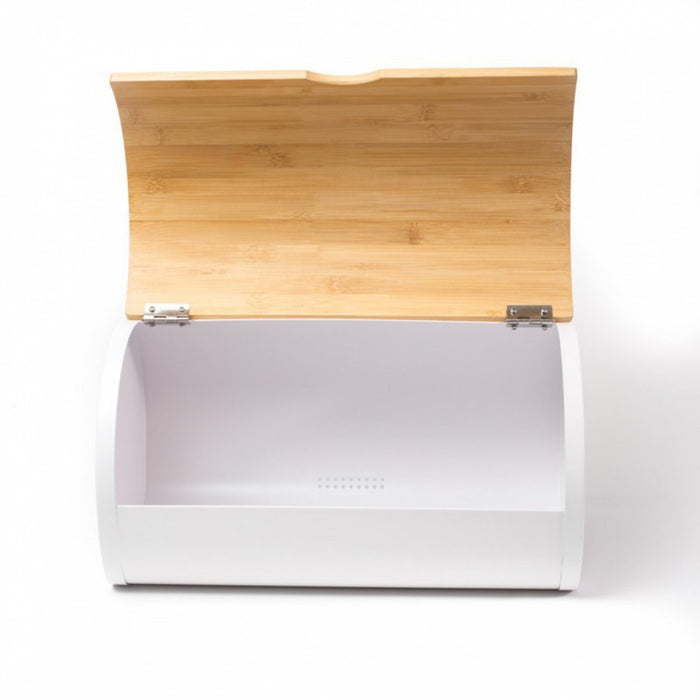 Husla 73944 Portapane in bambù moderno bianco per riporre il pane sul bancone