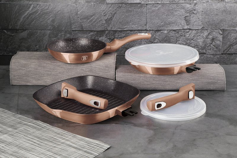 Berlinger haus BH-7038 Set di padelle rivestite in granito oro rosa
