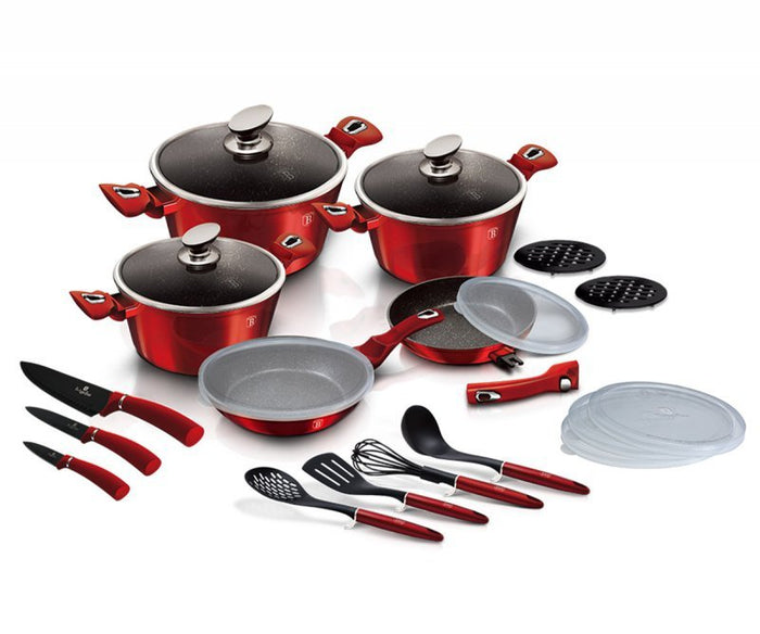 Berlinger haus BH-7180 Set di pentole in granito bordeaux da 22 pezzi