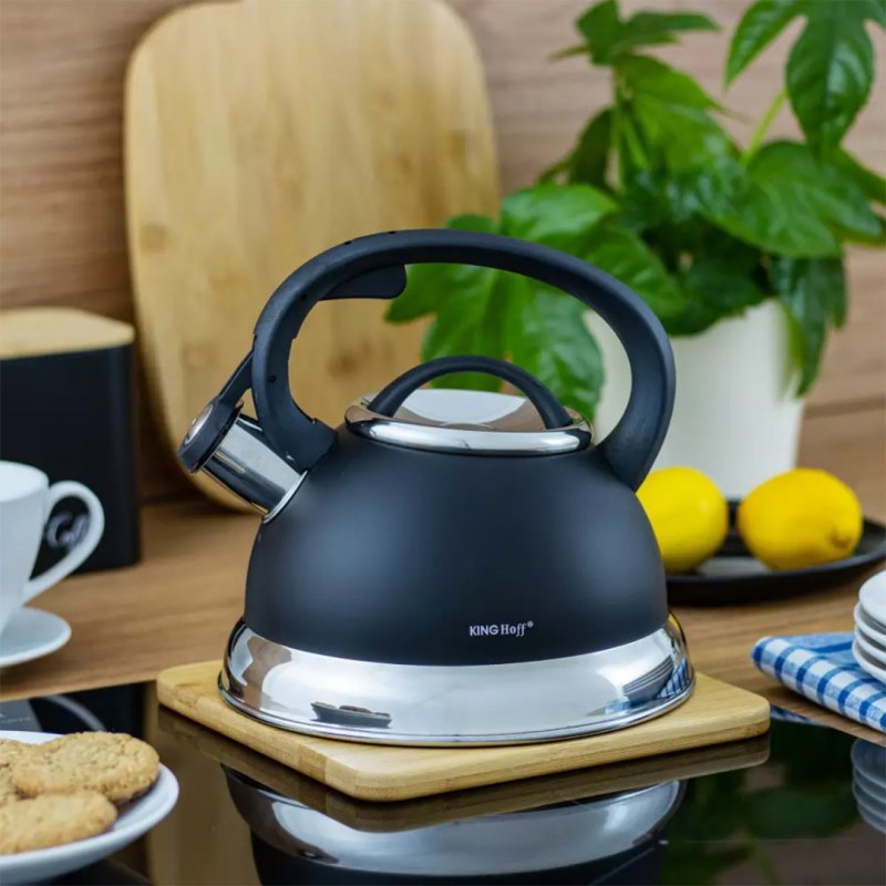 Bollitore a fischio in acciaio inossidabile nero opaco Kinghoff KH-1224