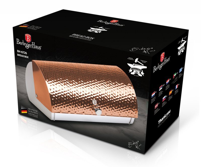 Berlinger Haus BH-6726 Portapane in acciaio color oro rosa - Elegante contenitore per la cucina