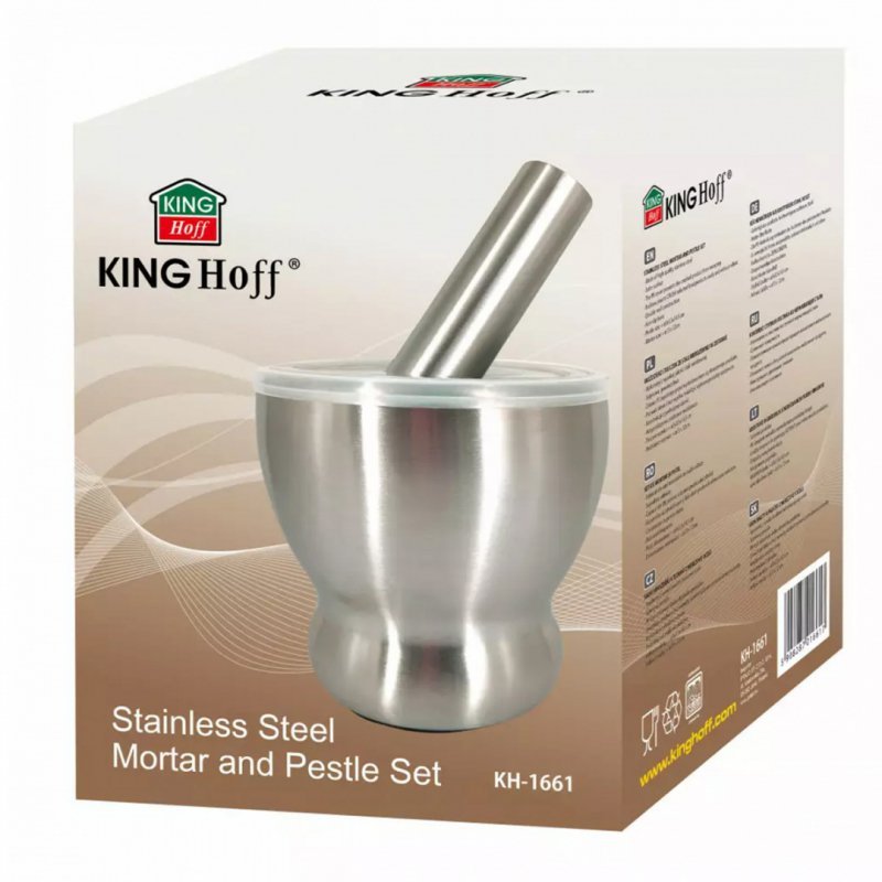 Mortaio in acciaio inossidabile Kinghoff KH-1661 per macinare spezie ed erbe aromatiche