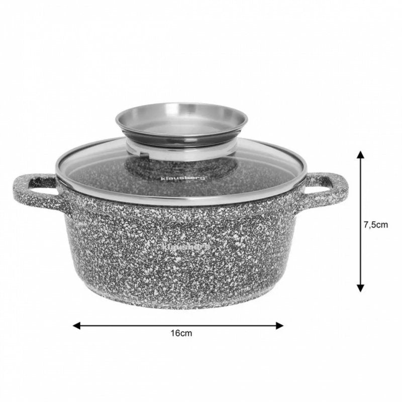 Klausberg KB-7519 Pentola in marmo da 1,3 l, compatibile con l'induzione