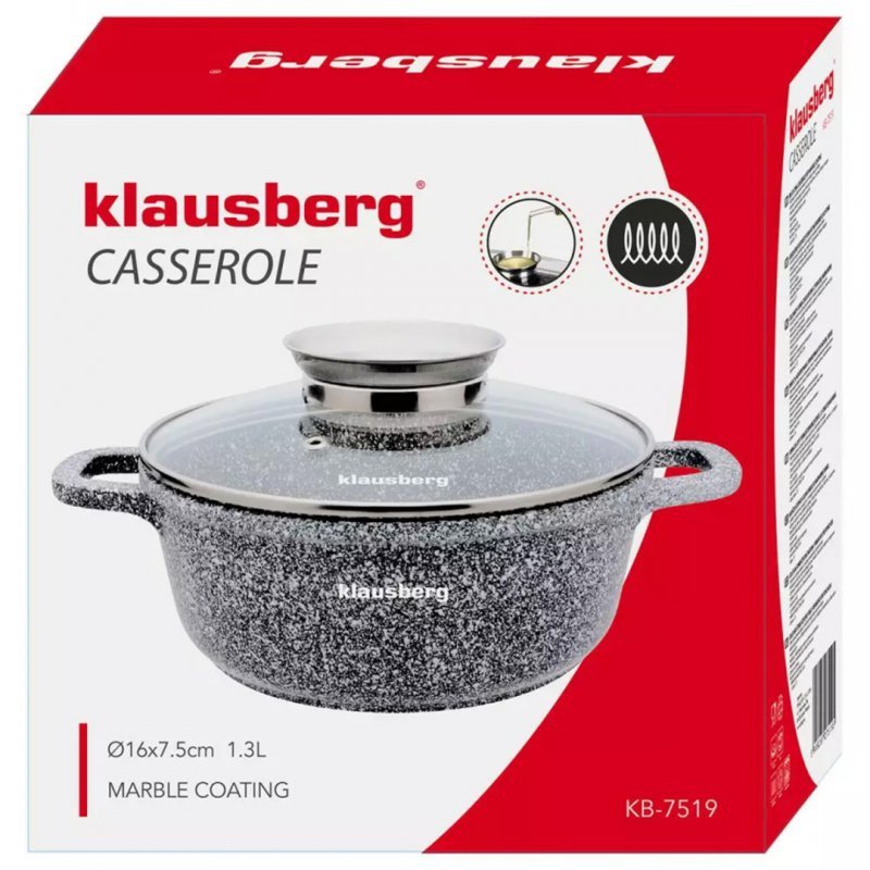 Klausberg KB-7519 Pentola in marmo da 1,3 l, compatibile con l'induzione