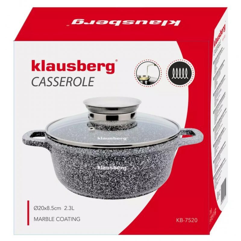 Klausberg KB-7520 Pentola in marmo a induzione da 2,3 l con manopola per aromi