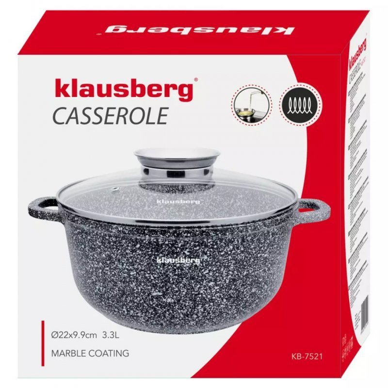 Klausberg KB-7521 Pentola in marmo da 3,3 l, compatibile con l'induzione