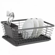 Kinghoff KH-1715 Scolapiatti nero con vassoio per riporre gli utensili da cucina