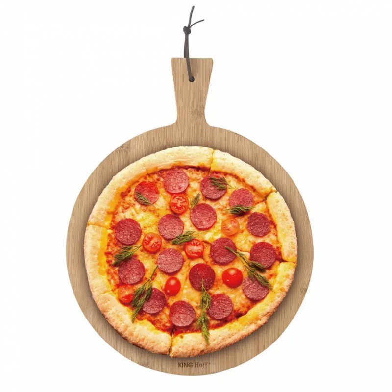 Kinghoff KH-1674 Tagliere per pizza in bambù con manico