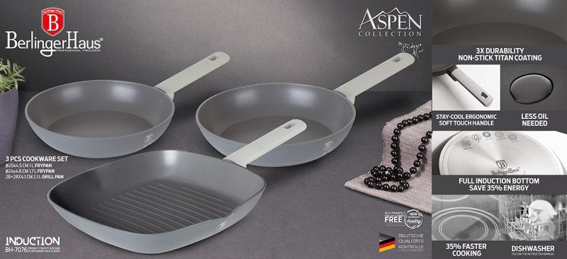 Berlinger haus BH-7076 Aspen Titanium Frypan Set - Pentole antiaderenti