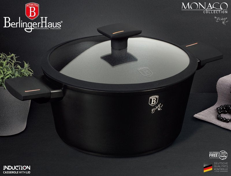 Berlinger Haus BH-7087 Pentola in titanio con coperchio in vetro, 24 cm, pentole antiaderenti