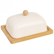 Burriera Orion in porcellana bianca e bambù, decorazione pratica per la cucina