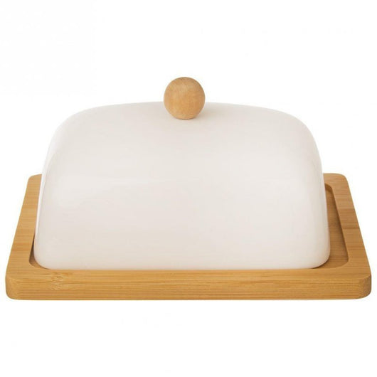 Burriera Orion in porcellana bianca e bambù, decorazione pratica per la cucina