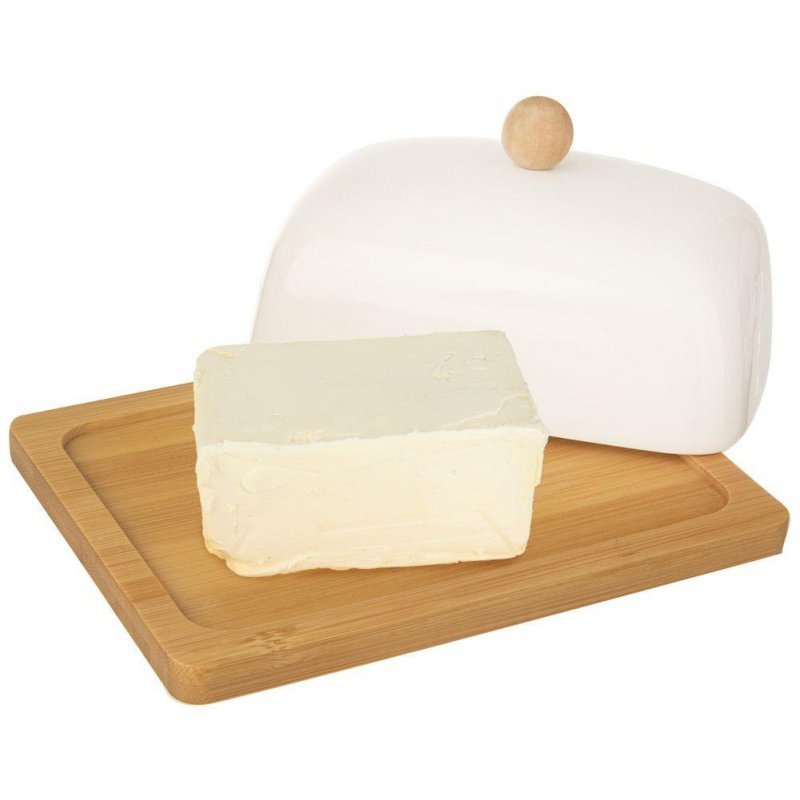 Burriera Orion in porcellana bianca e bambù, decorazione pratica per la cucina