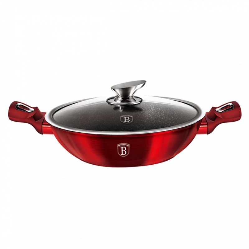 Berlinger haus BH-7110 Pentola wok in granito metallizzato bordeaux 28 cm