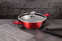Berlinger haus BH-7110 Pentola wok in granito metallizzato bordeaux 28 cm