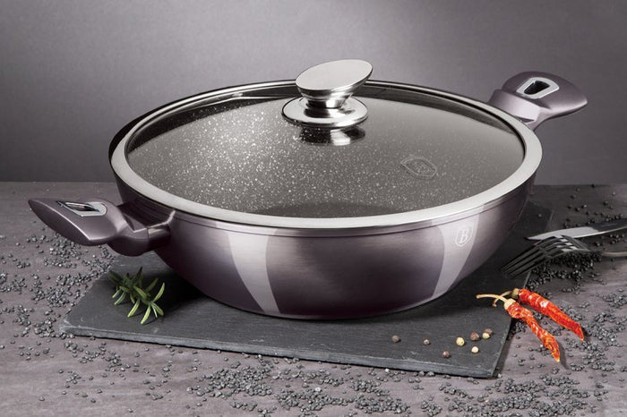 Berlinger haus BH-7111 Carbon Pro Pentola wok piatta 28 cm Pentole antiaderenti