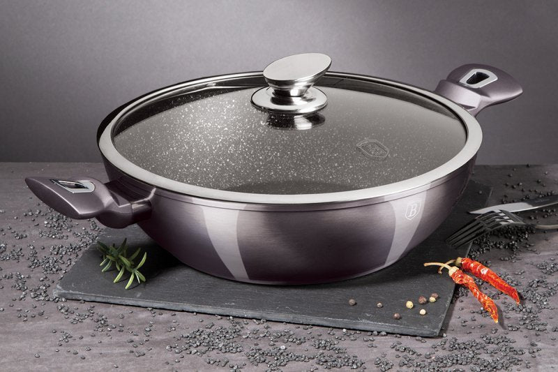 Berlinger haus BH-7111 Carbon Pro Pentola wok piatta 28 cm Pentole antiaderenti