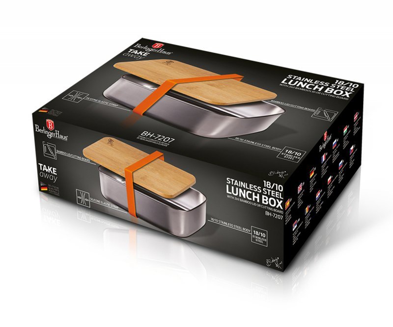 Berlinger haus BH-7207 Pratico contenitore per il pranzo in acciaio verniciato con coperchio in bambù