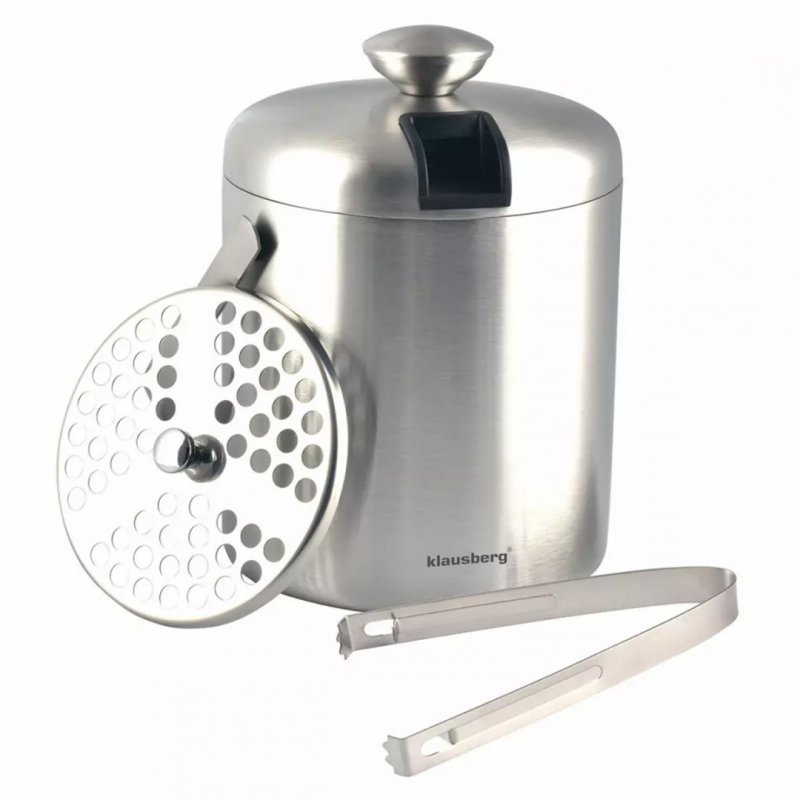 Klausberg KB-7579 Secchiello per ghiaccio in acciaio inossidabile con pinze 1,3 l