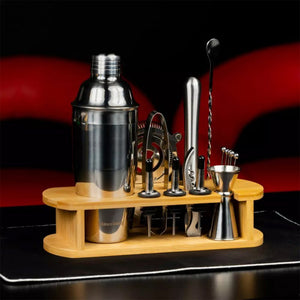 Klausberg KB-7582 Elegante set di utensili da bar con supporto in bambù