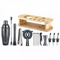 Klausberg KB-7584 Elegante set di utensili da bar con supporto in bambù