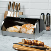 Kinghoff KH-3208 Portapane in acciaio con coperchio in acrilico nero