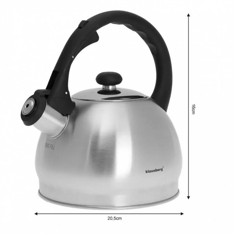 Klausberg KB-7042 Bollitore con fischio in acciaio inossidabile da 1,8 l