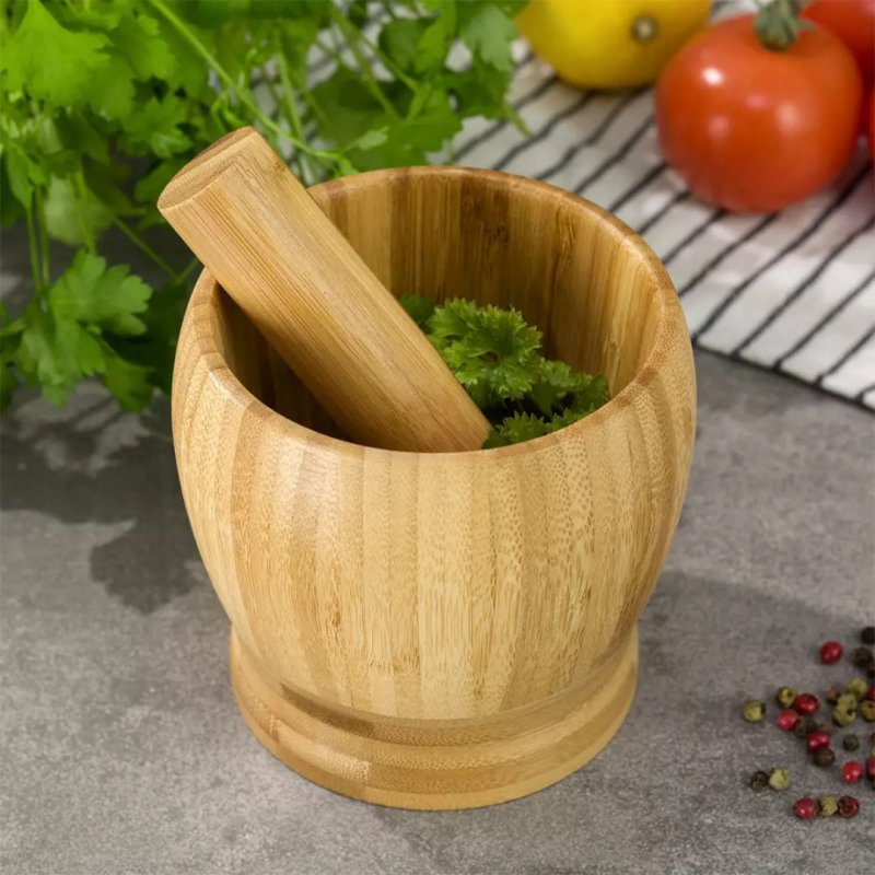 Set di mortaio e pestello in bambù Kinghoff KH-1617 per macinare le spezie