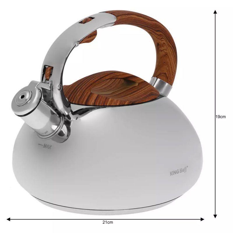 Bollitore con fischietto in acciaio inossidabile Kinghoff KH-3274 da 3,0 l