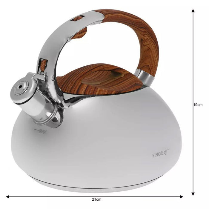 Bollitore con fischietto in acciaio inossidabile Kinghoff KH-3274 da 3,0 l