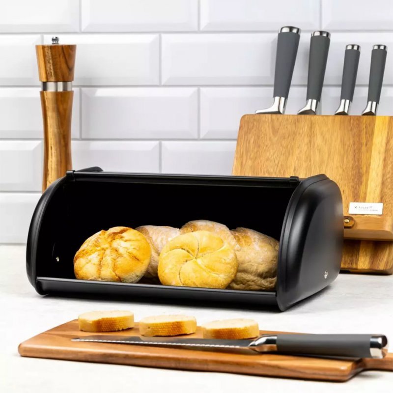 Kinghoff KH-1723 Contenitore per il pane in acciaio - Grande contenitore con coperchio a rullo