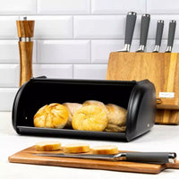 Kinghoff KH-1723 Contenitore per il pane in acciaio - Grande contenitore con coperchio a rullo