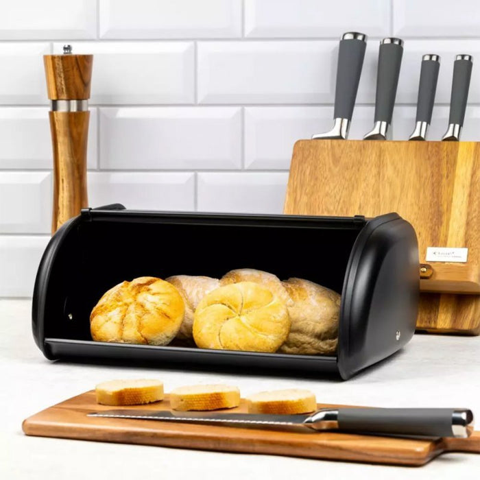 Kinghoff KH-1723 Contenitore per il pane in acciaio - Grande contenitore con coperchio a rullo