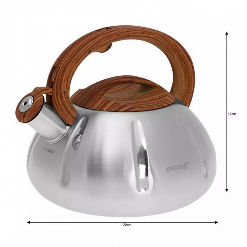 Bollitore con fischietto in acciaio inossidabile Kinghoff KH-3291 da 3,0 l