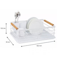 Kinghoff KH-1730 Elegante scolapiatti bianco con portaposate rimovibile