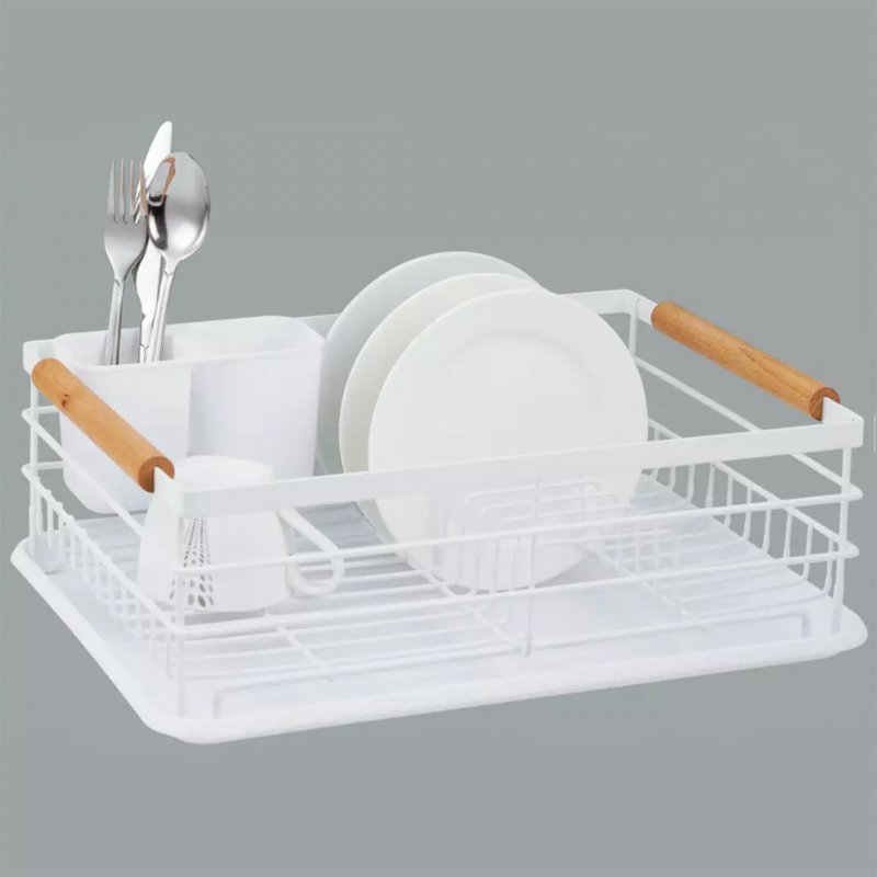 Kinghoff KH-1730 Elegante scolapiatti bianco con portaposate rimovibile