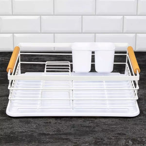 Kinghoff KH-1730 Elegante scolapiatti bianco con portaposate rimovibile