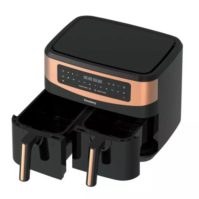 Friggitrice ad aria Klausberg KB-7589 2 x 4,5 l, apparecchio per cucinare in modo sano