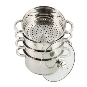 Kinghoff KH-3317 Set di pentole per la cottura a vapore in acciaio inossidabile, 5 pezzi, 18 cm