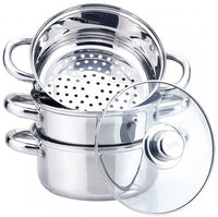 Kinghoff KH-3319 Set per cottura a vapore in acciaio inossidabile da 24 cm con manici Cool-Touch