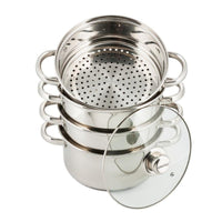 Kinghoff KH-3320 Set per cottura a vapore in acciaio inossidabile da 24 cm con coperchio in vetro