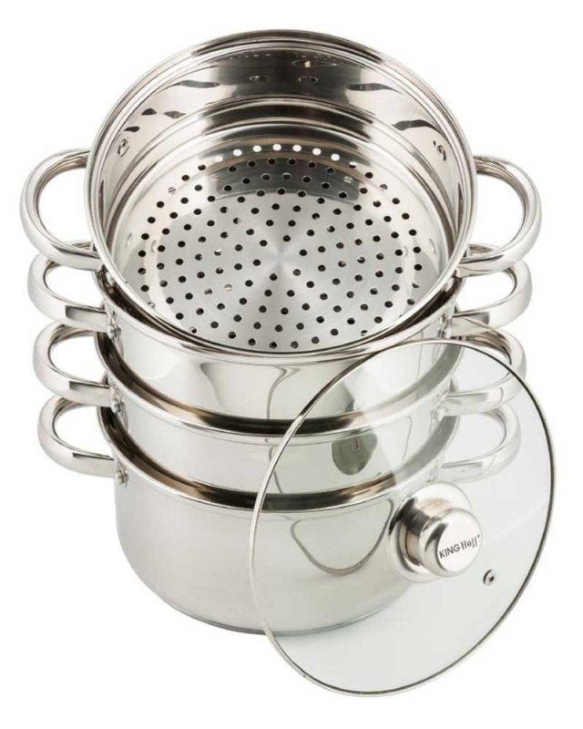 Kinghoff KH-3322 Set di pentole per la cottura a vapore in acciaio inossidabile, 5 pezzi, 20 cm